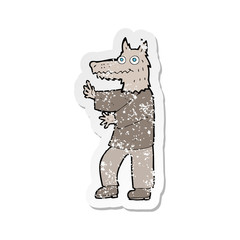 retro distressed sticker of a cartoon funny werewolf