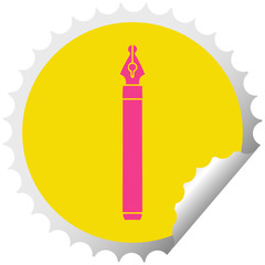 quirky circular peeling sticker cartoon ink pen