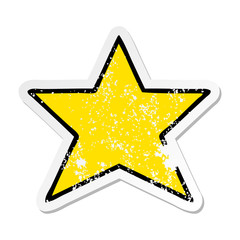 distressed sticker of a cute cartoon gold star