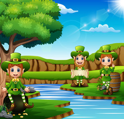 Naklejka premium St Patrick or Saint Patrick s exulting in the park