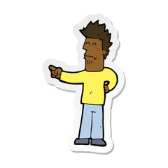 sticker of a cartoon man pointing