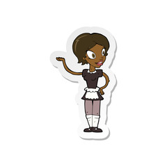 sticker of a cartoon woman in maid costume