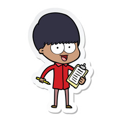 sticker of a happy cartoon boy