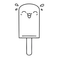 quirky line drawing cartoon orange ice lolly