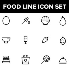 Food Line Icon Set For Your Mobile App, Website & Printable Design