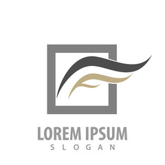 Square with wing concept design. Symbol graphic template element vector
