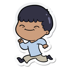 sticker of a cartoon happy boy