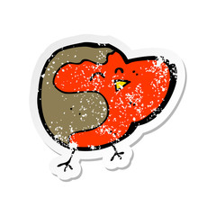 retro distressed sticker of a cartoon robin
