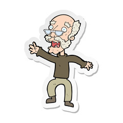 sticker of a cartoon frightened old man