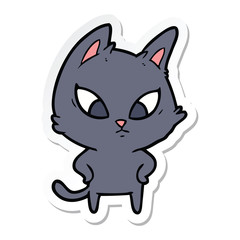 sticker of a confused cartoon cat