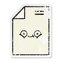 distressed sticker of a cute cartoon sheet of paper