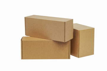 Cardboard boxes for goods on a white background. Different size. Isolated on white background.
