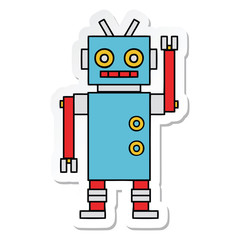 sticker of a cute cartoon dancing robot