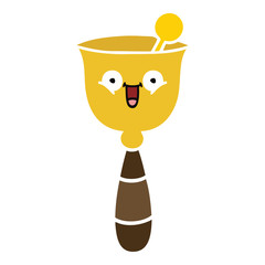 flat color retro cartoon school bell