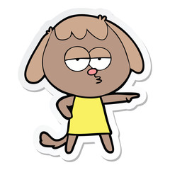 sticker of a cartoon bored dog