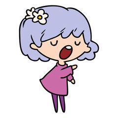 cartoon of a cute kawaii girl