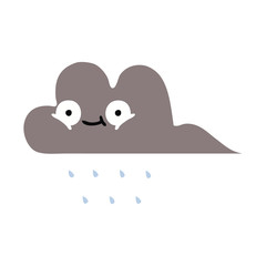flat color retro cartoon storm rain cloud