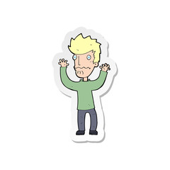 sticker of a cartoon frightened man