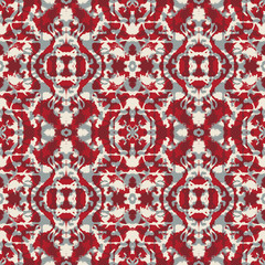 Abstract seamless pattern with mirrored symmetrical, marbled shapes in burgundy, black, cream and smoky grey.