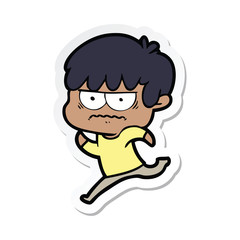 sticker of a annoyed cartoon boy