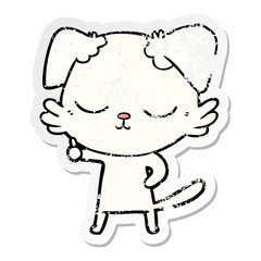 distressed sticker of a cute cartoon dog