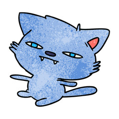 textured cartoon of cute kawaii cat