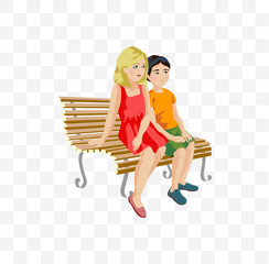 boy and girl sitting on a bench