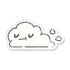 distressed sticker cartoon of kawaii happy cloud