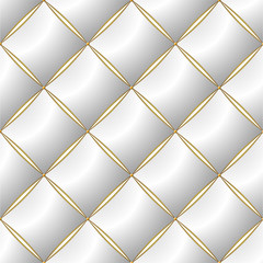 Background of Elegant Quilted Pattern Vip White and Gold line Thread Luxury Expensive Concept Decorative 