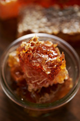 Honeycomb block in glass container 