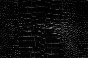 Black crocodile leather texture background Ready used us backdrop or products design - obrazy, fototapety, plakaty