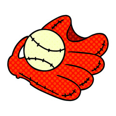 cartoon doodle of a baseball and glove