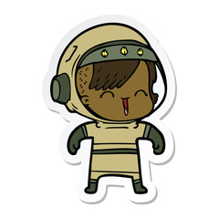 sticker of a happy cartoon space girl