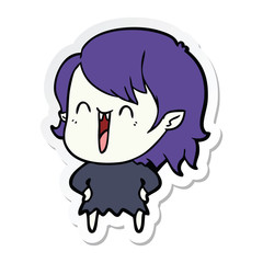 sticker of a cute cartoon happy vampire girl