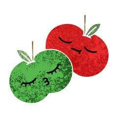 retro illustration style cartoon apples