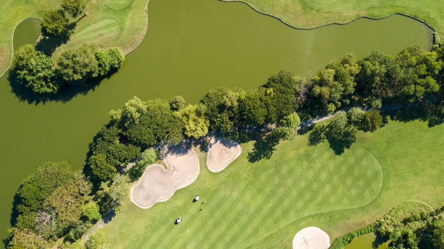 aerial view of golf course