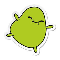 sticker cartoon of a cute jumping bean