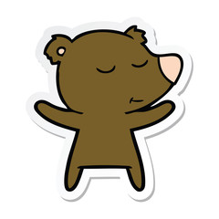 sticker of a happy cartoon bear