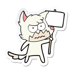 sticker of a cartoon annoyed fox