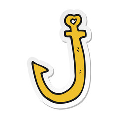 sticker of a cartoon hook