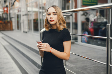 Fototapeta premium girl with phone