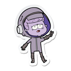 sticker of a cartoon tired astronaut