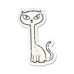 retro distressed sticker of a cartoon cat