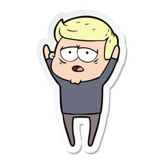 sticker of a cartoon tired man