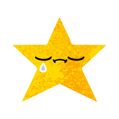 retro illustration style cartoon gold star