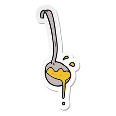 sticker of a cartoon ladle of soup