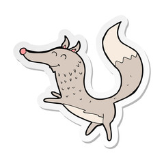 sticker of a cartoon happy wolf