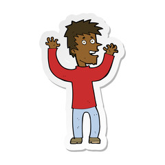 sticker of a cartoon excited man