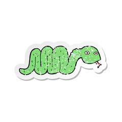 retro distressed sticker of a funny cartoon snake