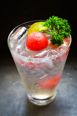 fresh sparkling lemon juice with water melon